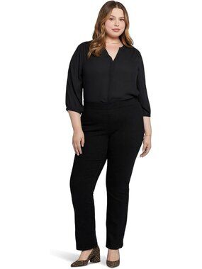 NYDJ Plus Size Pull on Bailey Relaxed Straight Jeans Black Rinse ( 22 W )